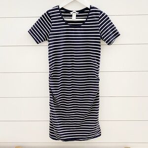 H&M MAMA Cotton Jersey Dress Dark blue/white striped Size S
